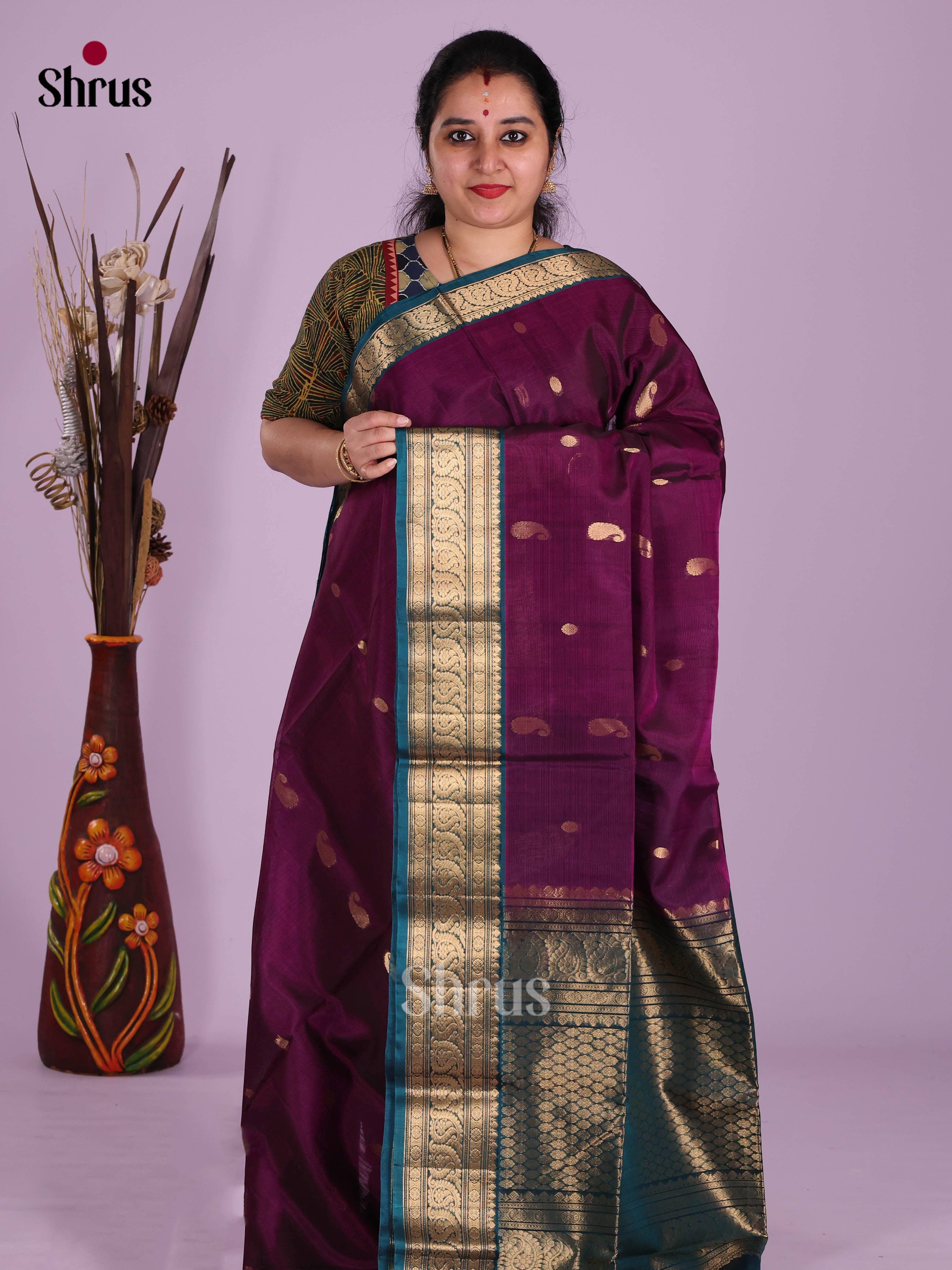 Purple & Blue- Timeless Silk Cotton Saree
