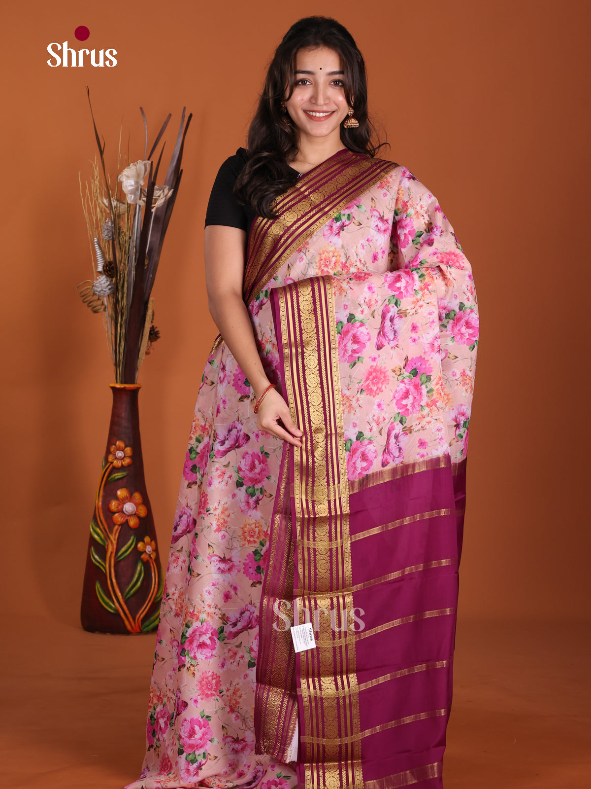 DKS06298 - Mysore Silk Print Saree