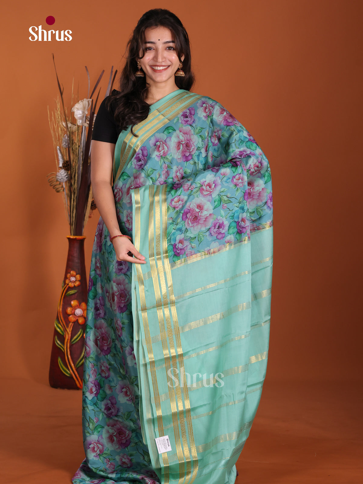 DKS06299 - Mysore Silk Print Saree