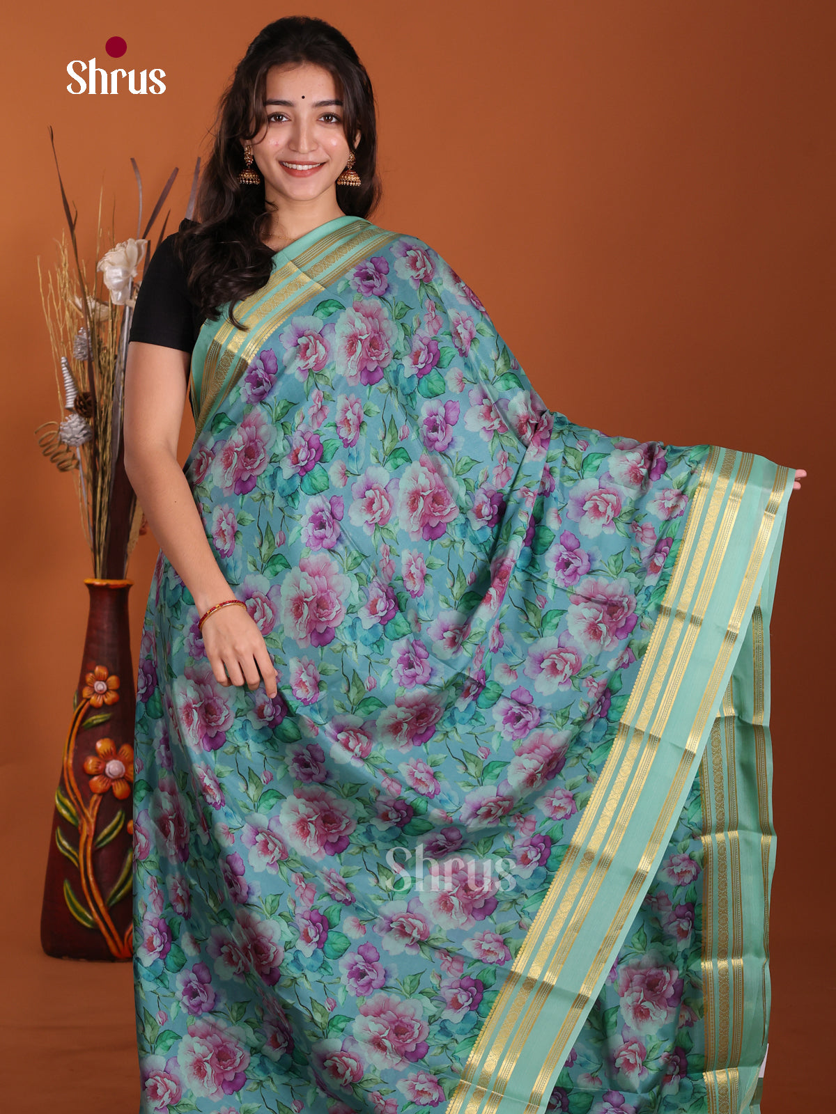 DKS06299 - Mysore Silk Print Saree