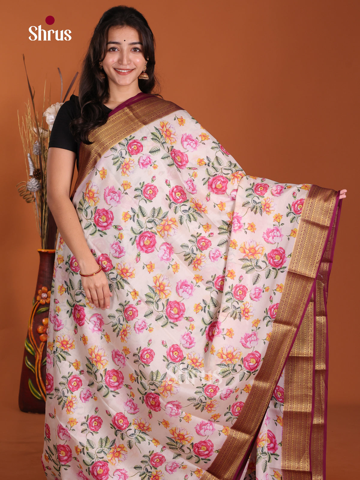 DKS06301 - Mysore Silk Print Saree