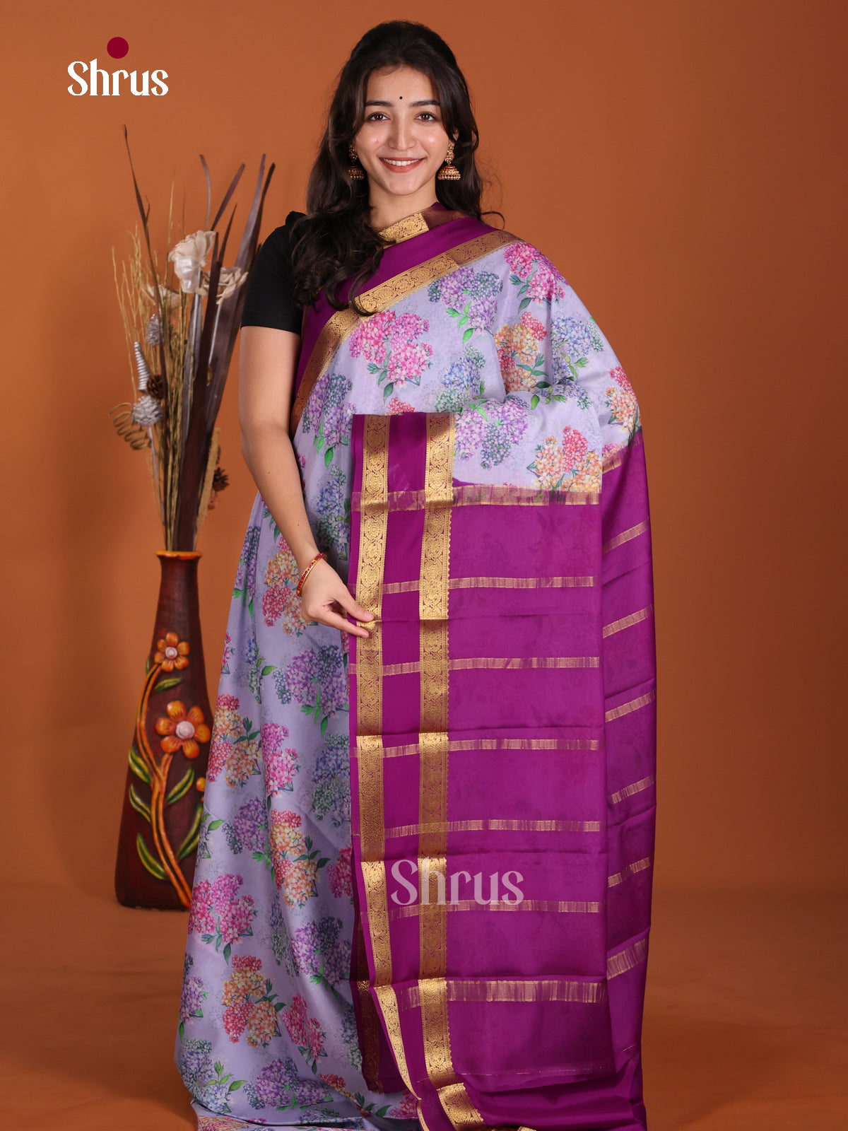DKS06306 - Mysore Silk Print Saree