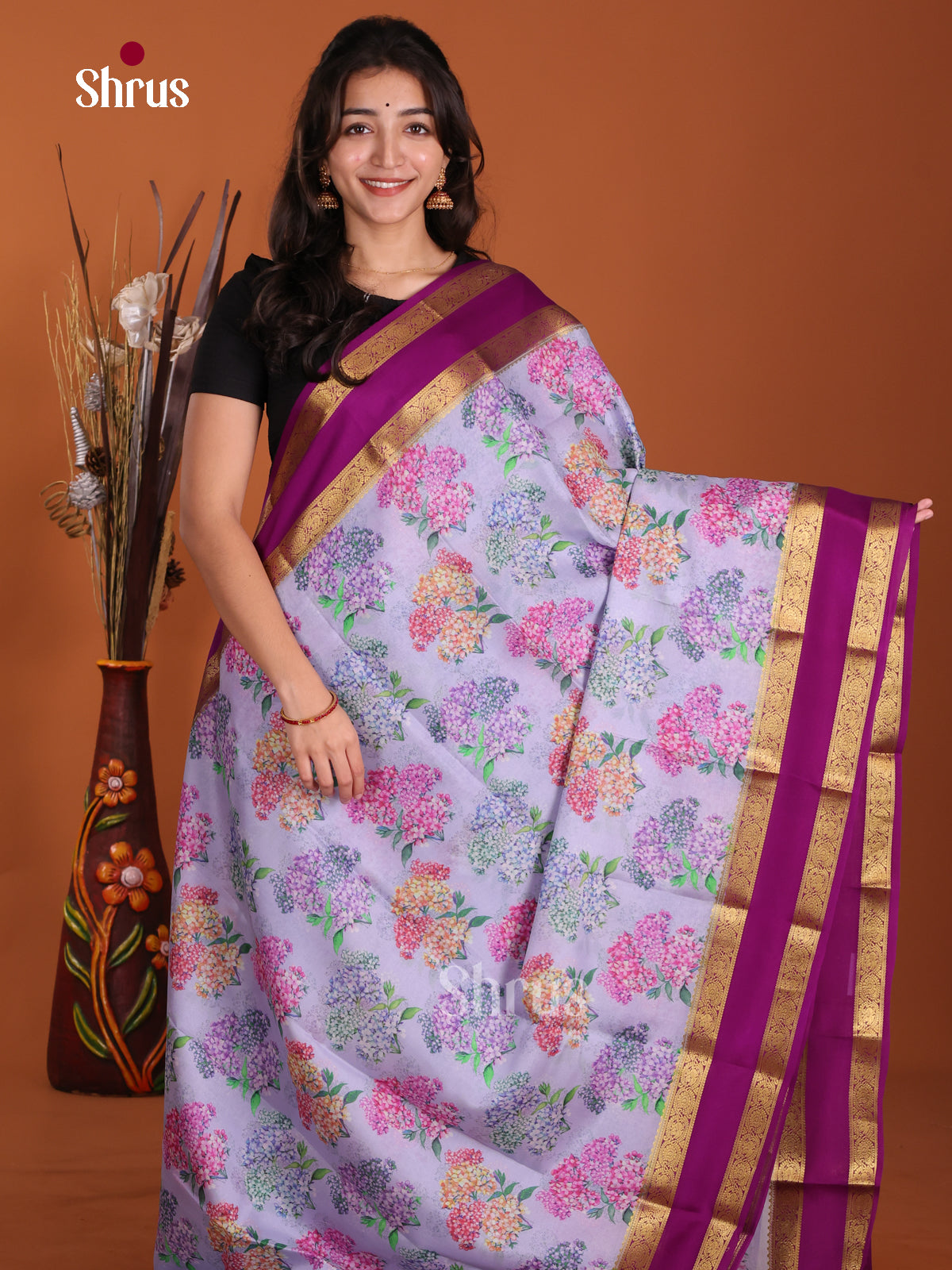 DKS06306 - Mysore Silk Print Saree