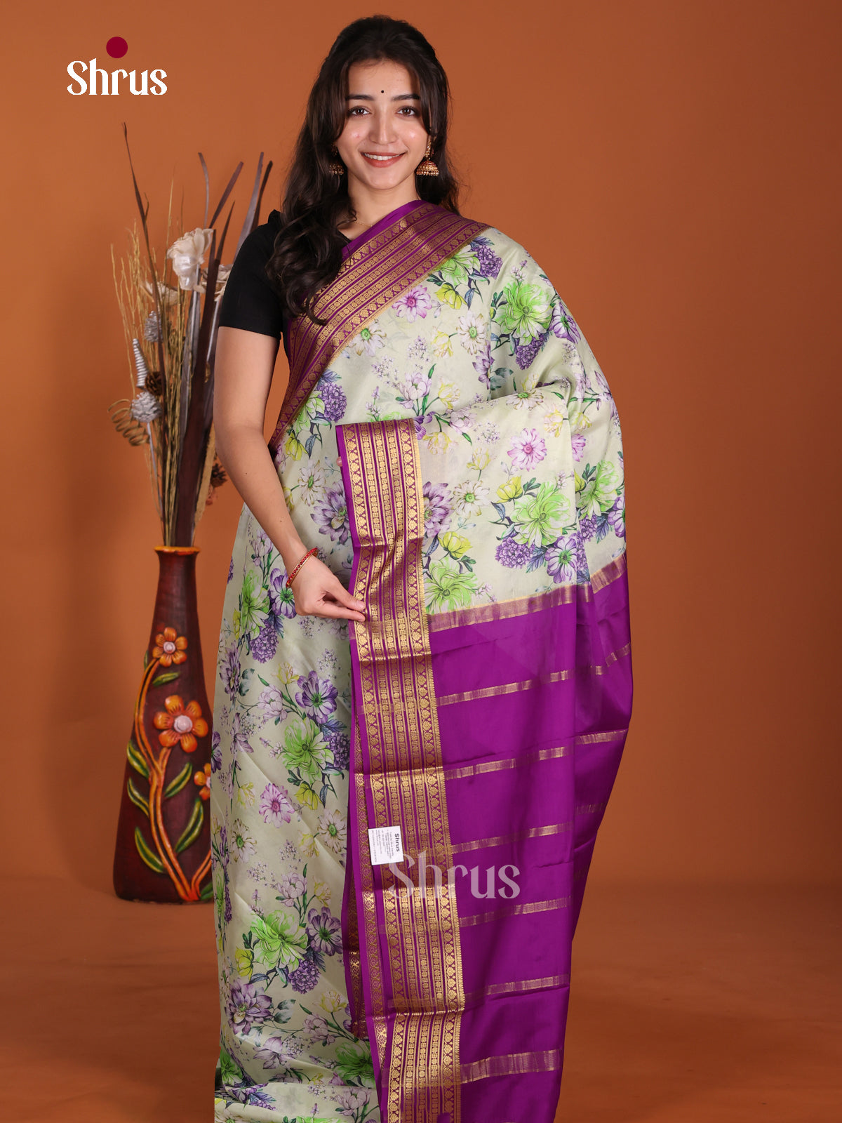 DKS06308 - Mysore Silk Print Saree