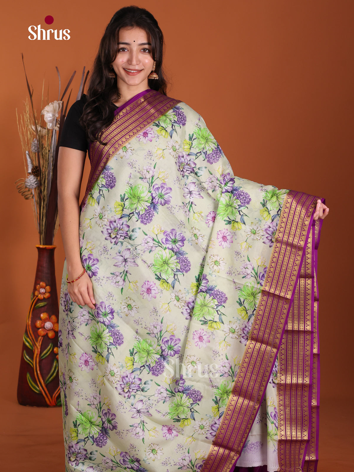 DKS06308 - Mysore Silk Print Saree