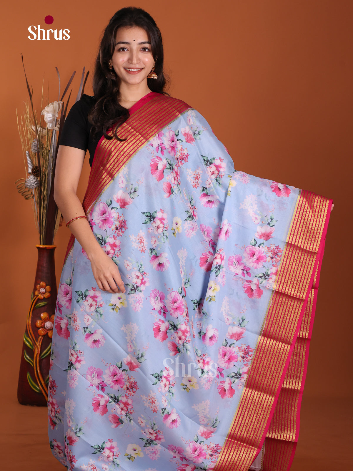 DKS06316 - Mysore Silk Print Saree
