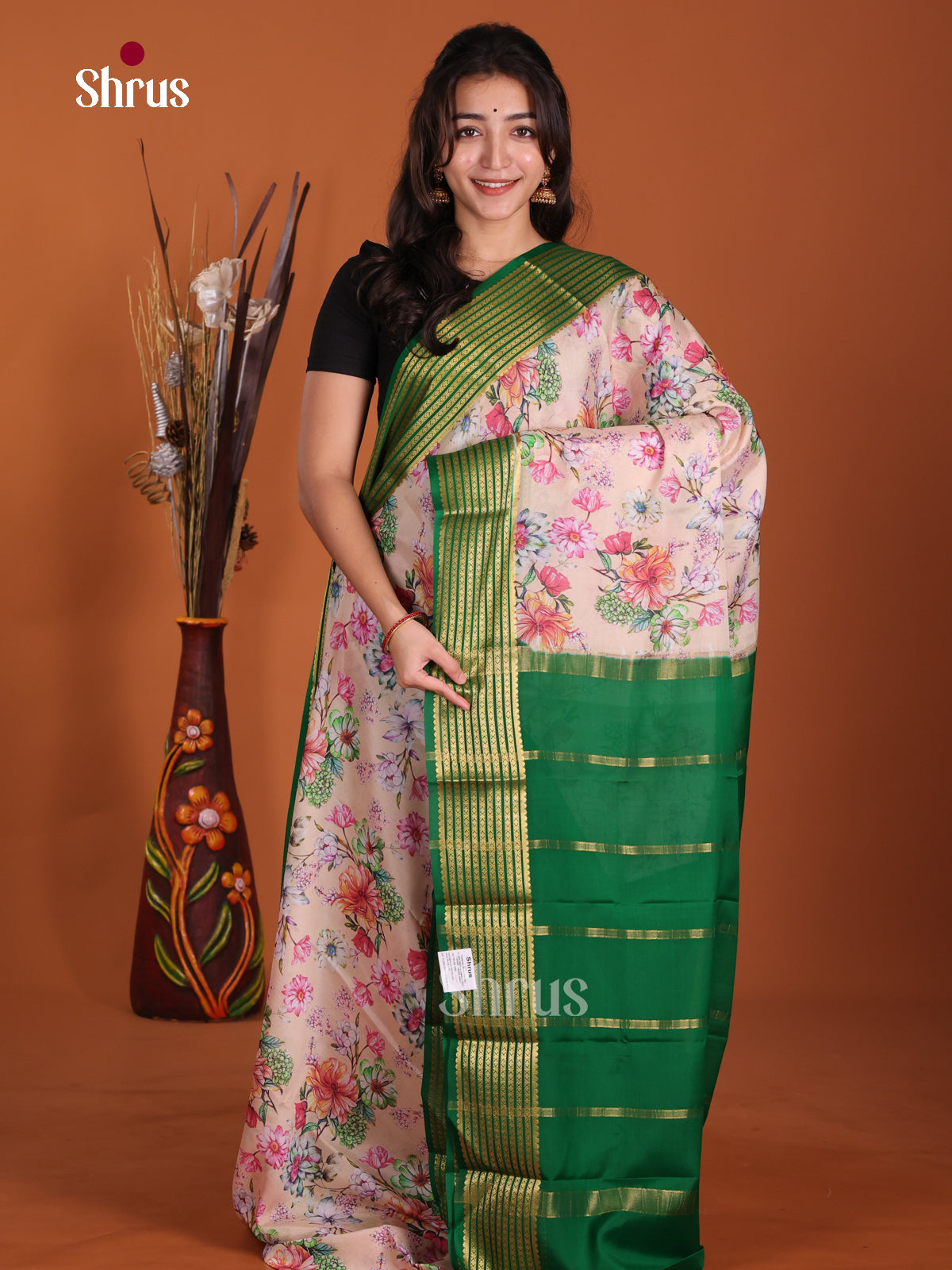 DKS06317 - Mysore Silk Print Saree