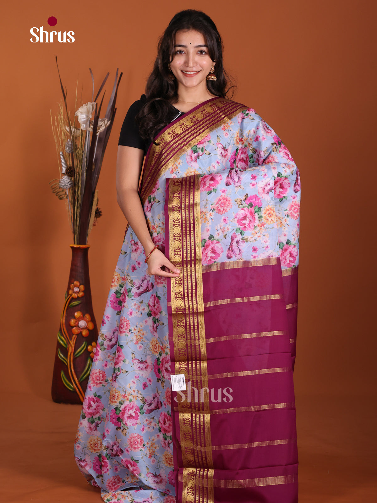 DKS06324 - Mysore Silk Print Saree