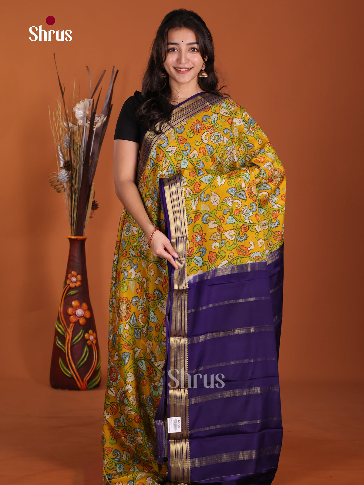 DKS06335 - Mysore Silk Print Saree - Shop on Shrus.com