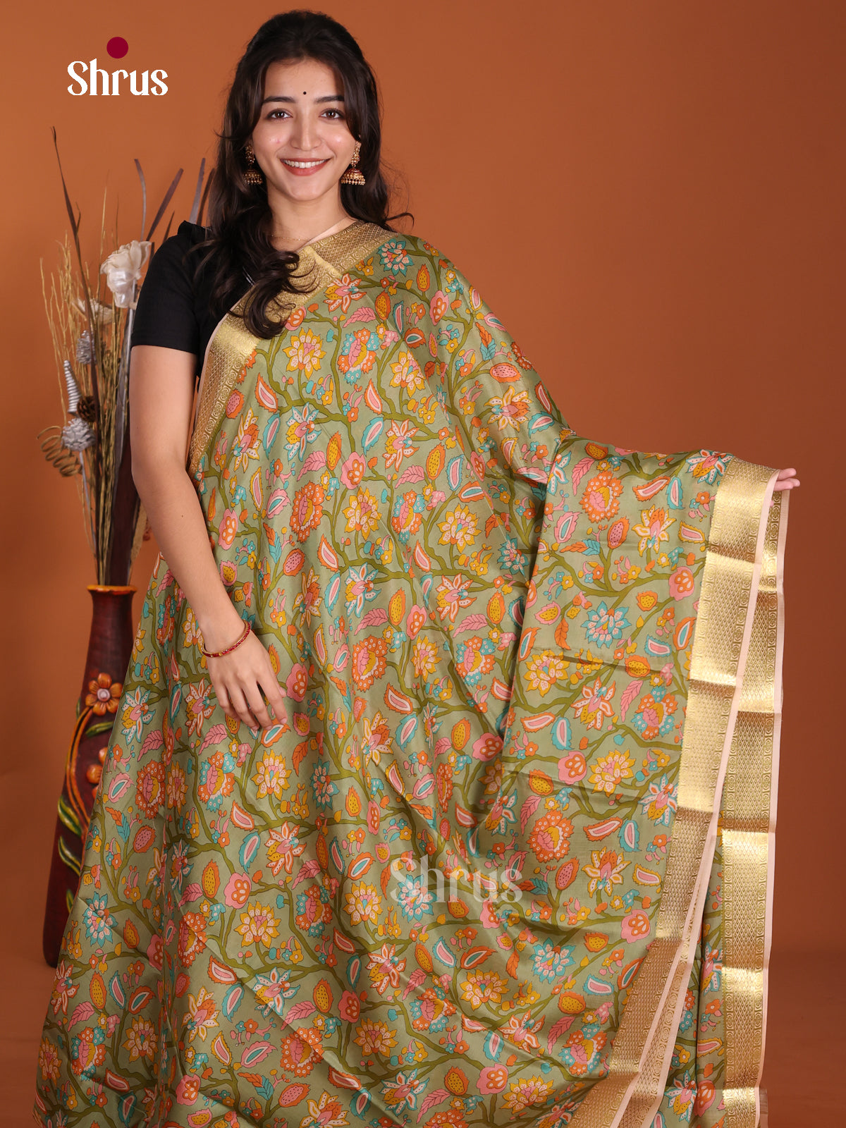 DKS06345 - Mysore Silk Print Saree