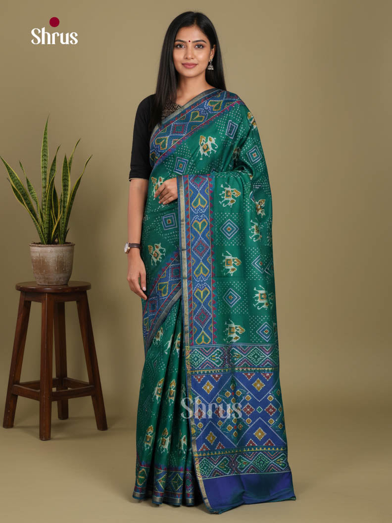 Green & Blue - Semi Patola Saree