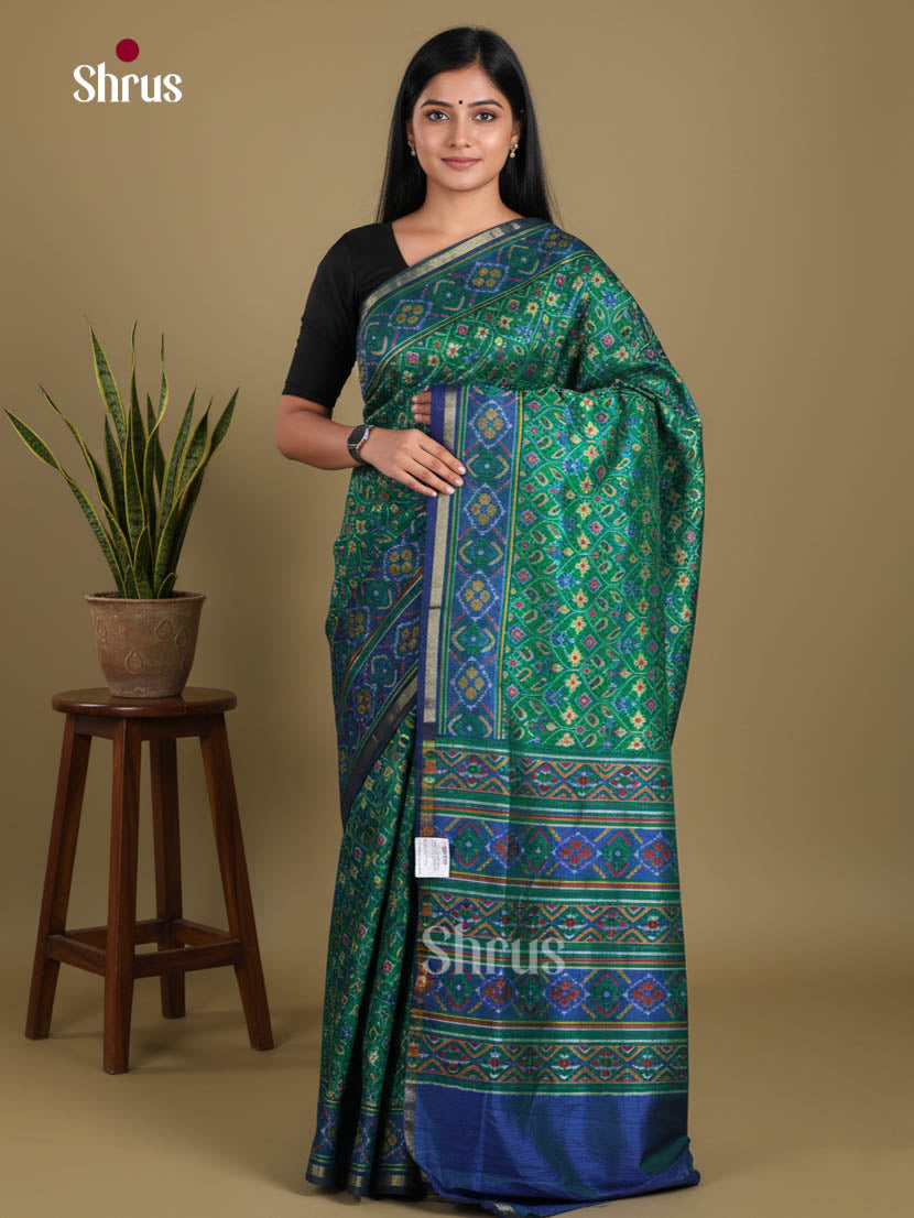 Green & Blue - Semi Patola Saree