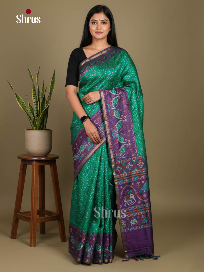 Green & Purple - Semi Patola Saree