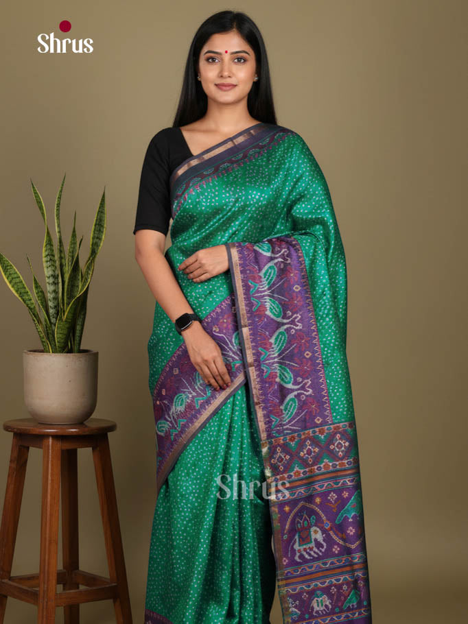Green & Purple - Semi Patola Saree