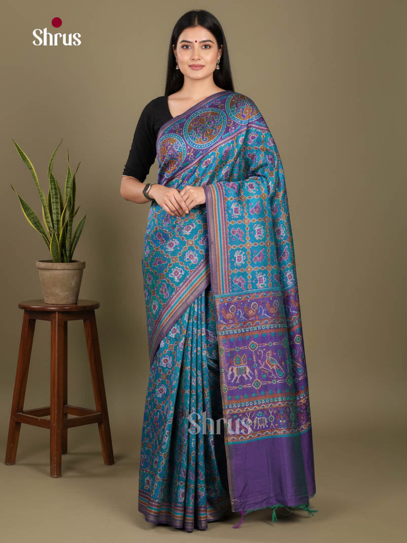 Blue & Purple - Semi Patola Saree