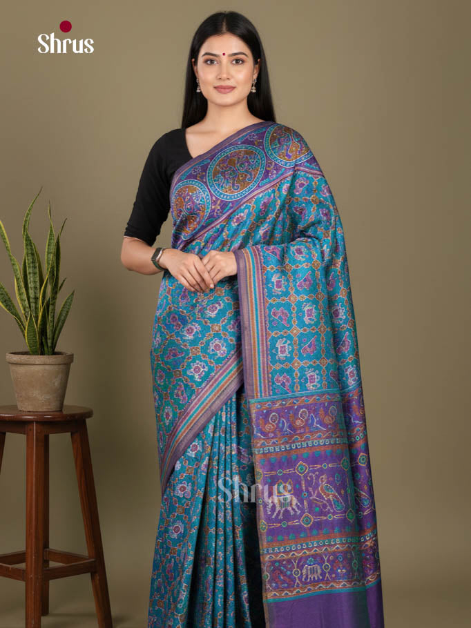 Blue & Purple - Semi Patola Saree
