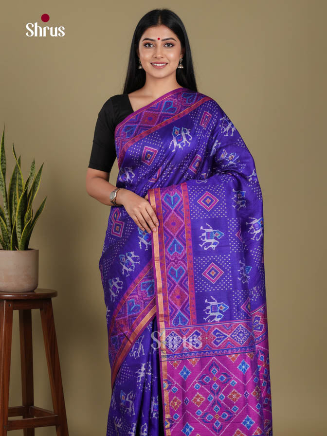 Blue & Purple- Semi Patola Saree