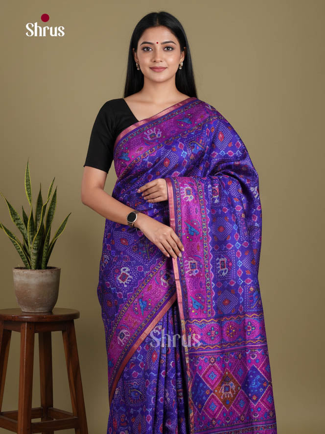 Blue & Purple - Semi Patola Saree
