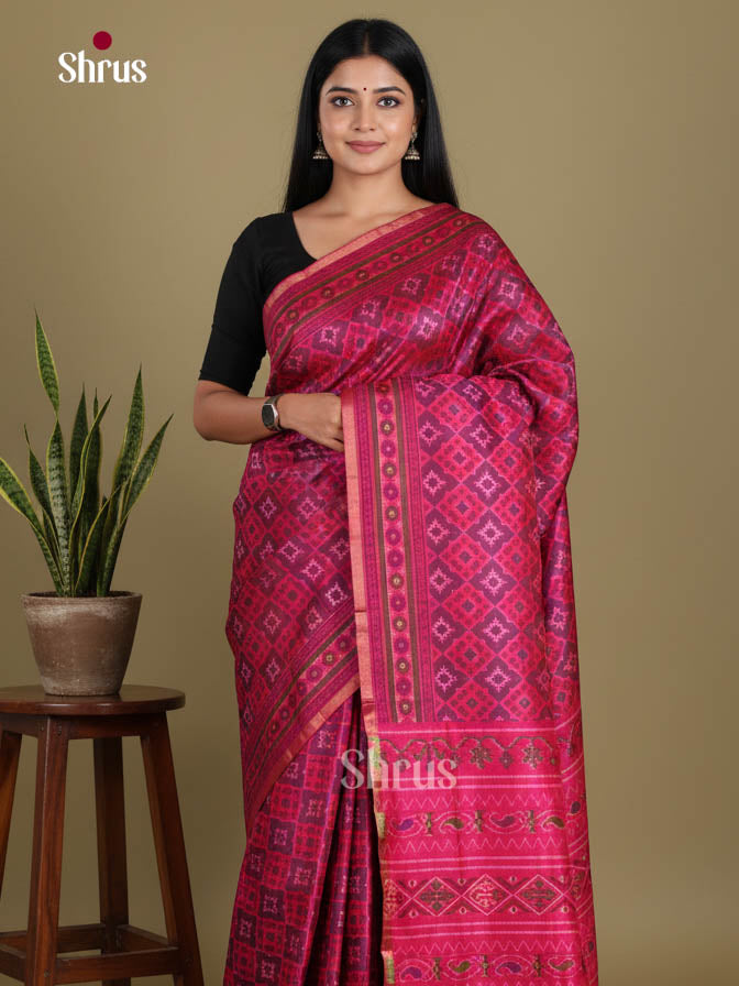 Pink & Purple - Semi Patola Saree
