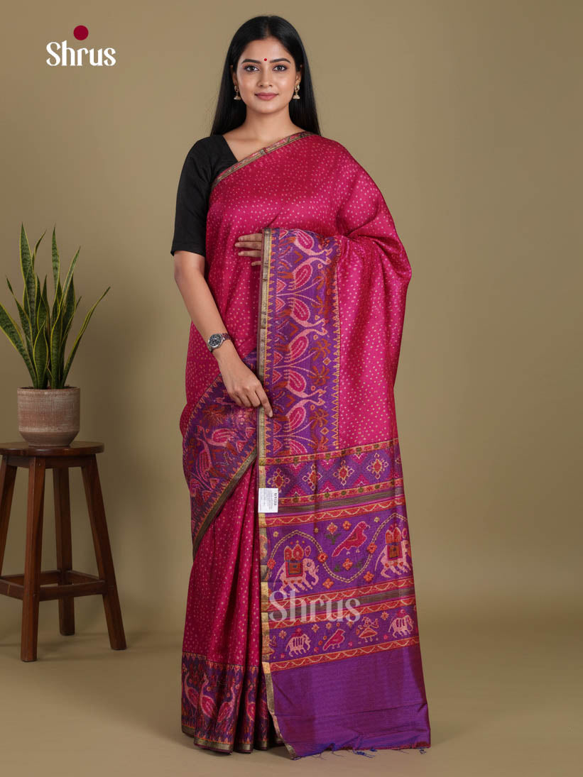 Pink & Purple - Semi Patola Saree