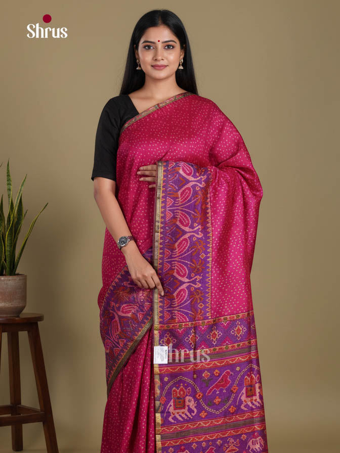 Pink & Purple - Semi Patola Saree