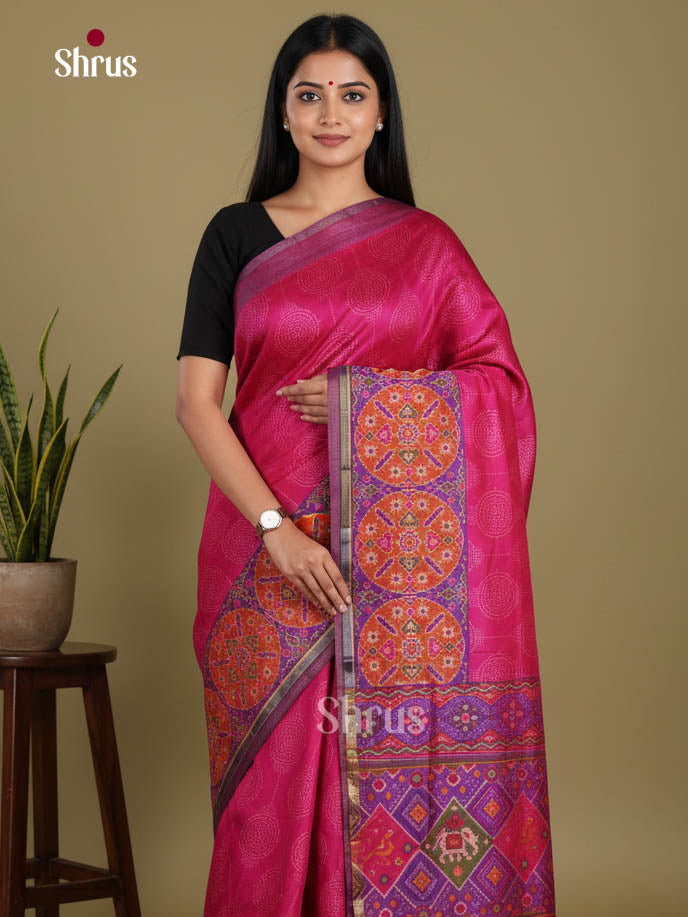 Pink & Purple - Semi Patola Saree