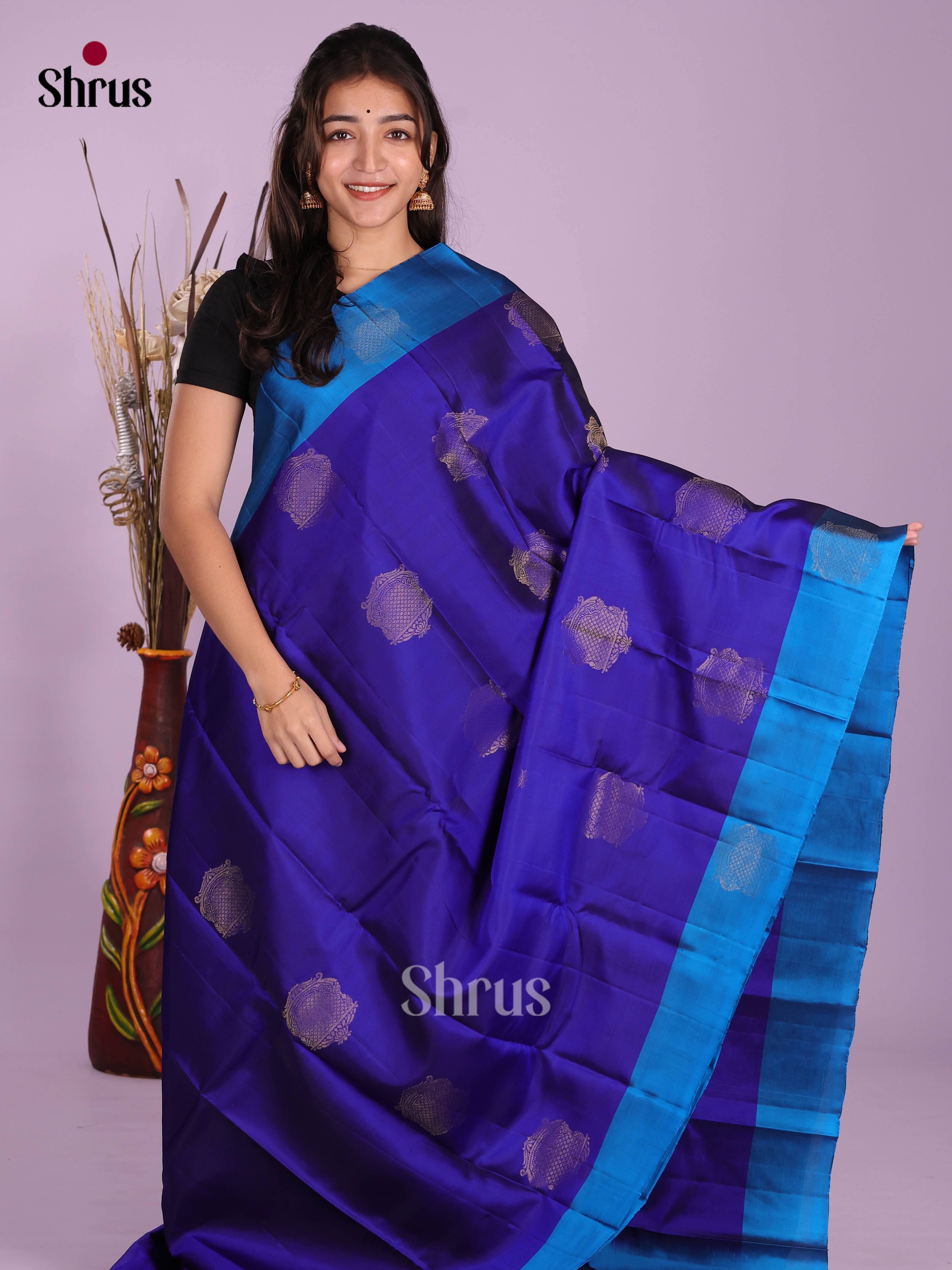 Blue - Softsilk-halfpure Saree