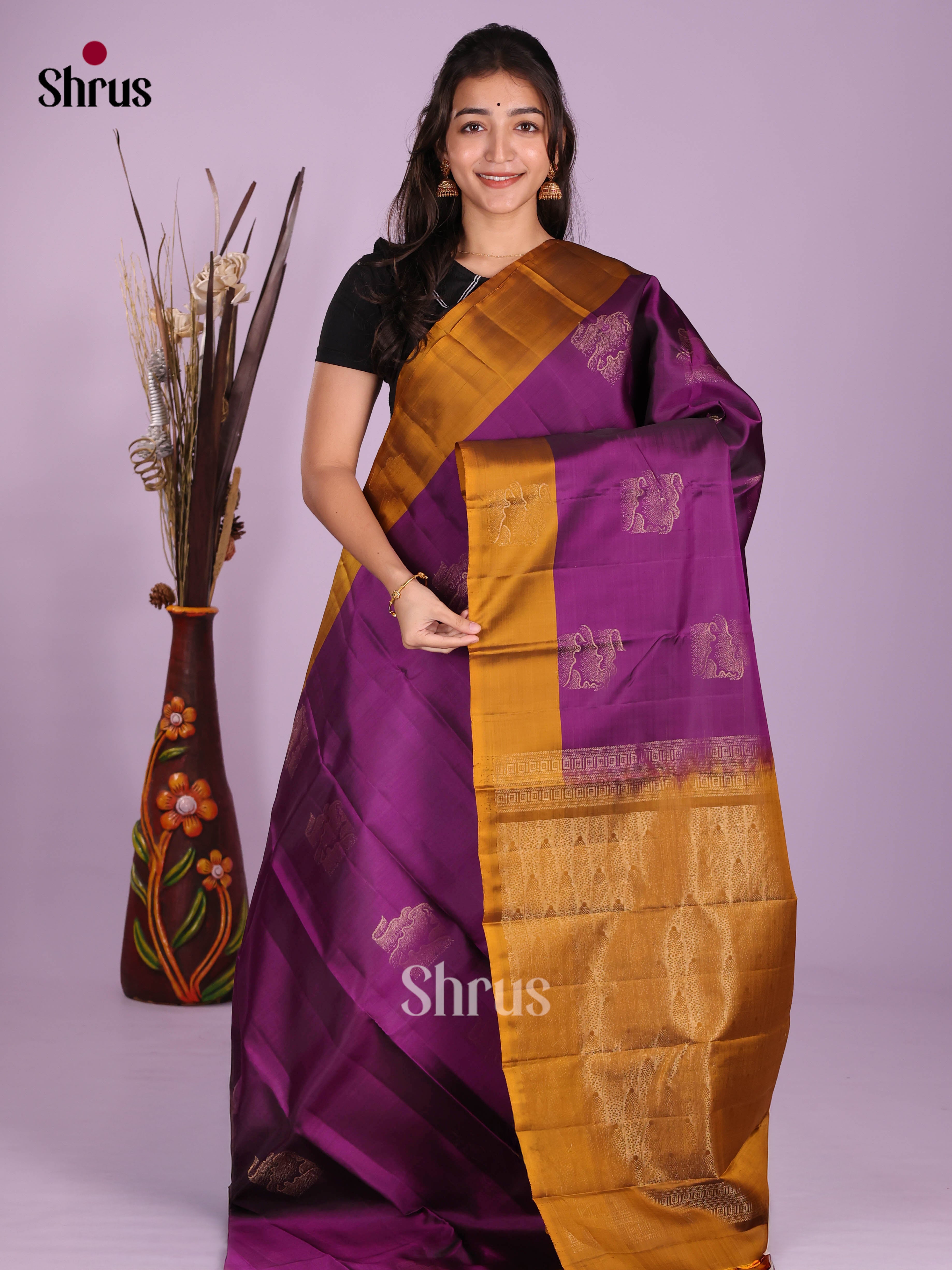 Vadamalli & Mustard- Softsilk-halfpure Saree - Shop on Shrus.com