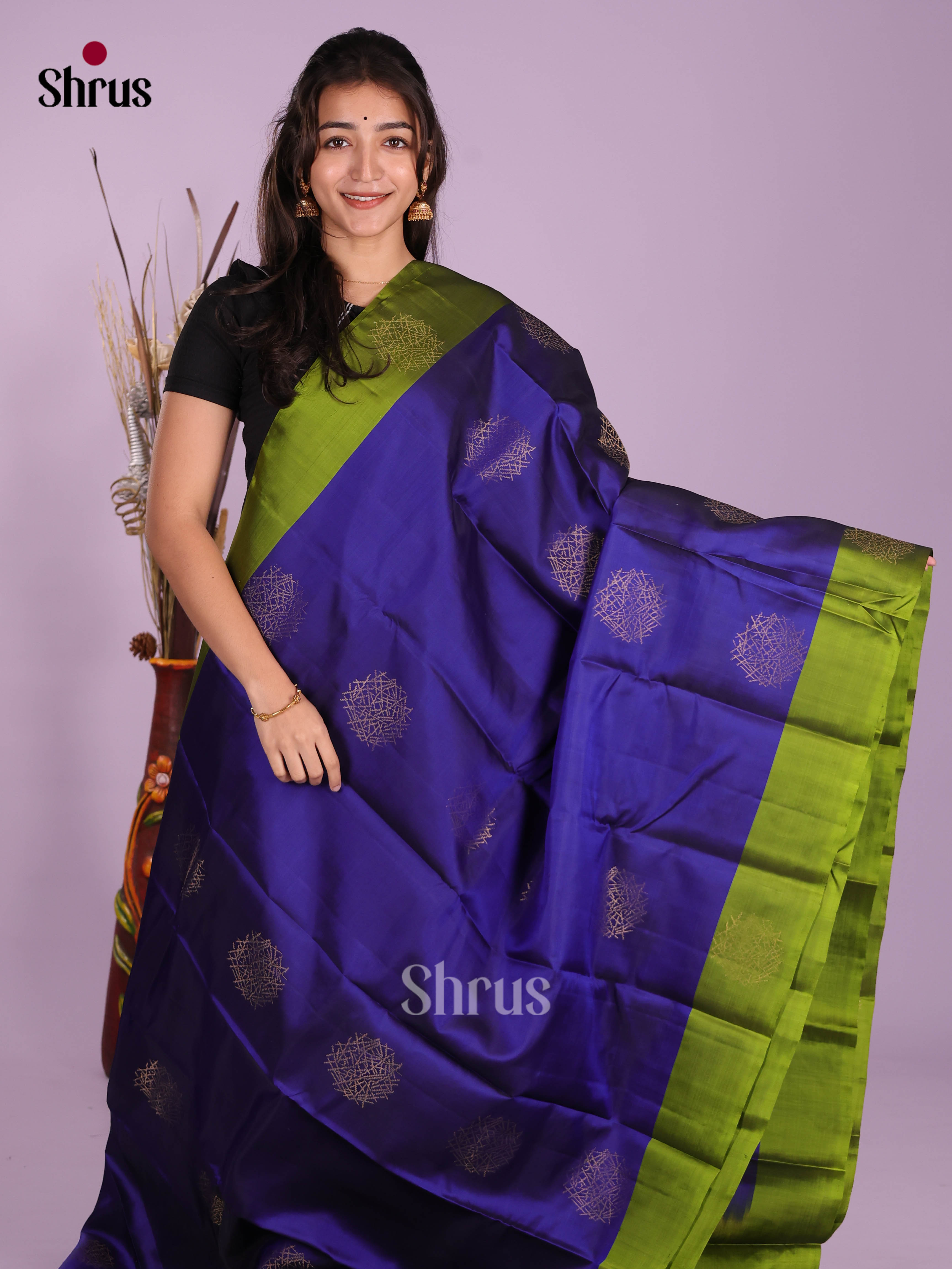 Blue & Green - Softsilk-halfpure Saree