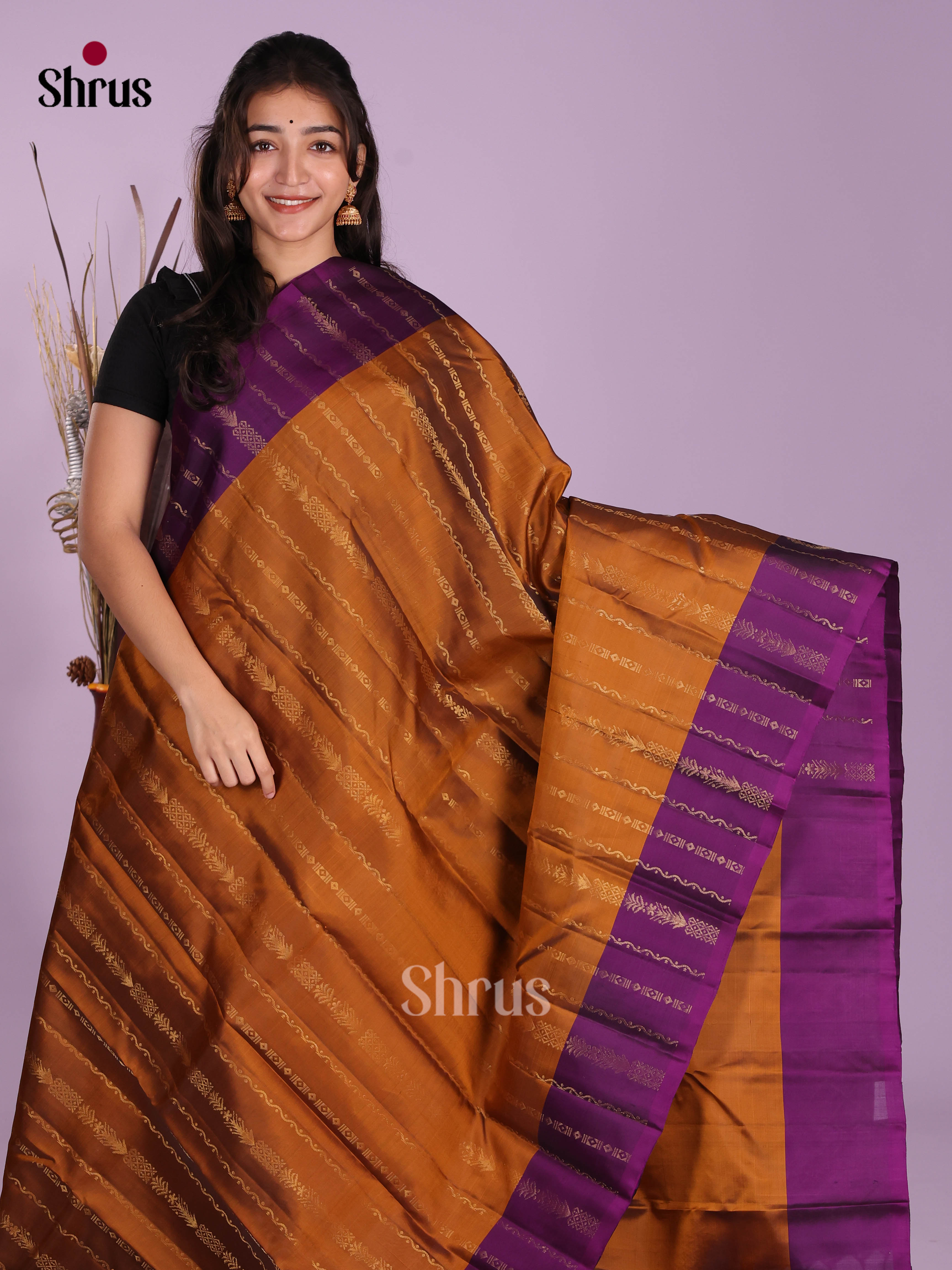 Rust & Violet - Softsilk-halfpure Saree