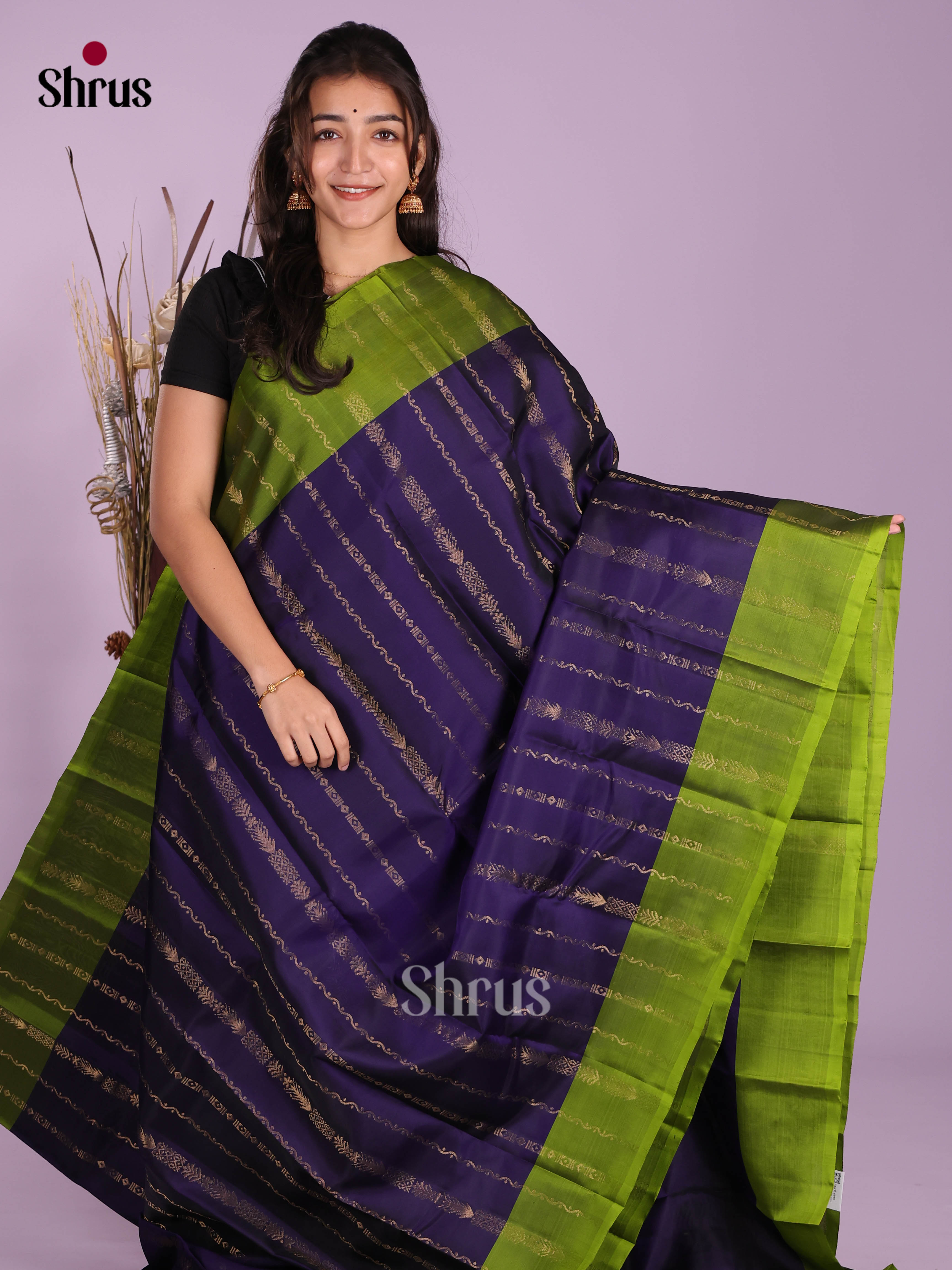 Blue & Green - Softsilk-halfpure Saree