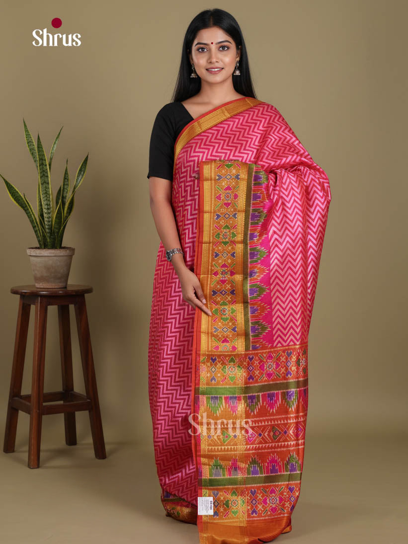 Pink & Brick - Semi Patola Saree