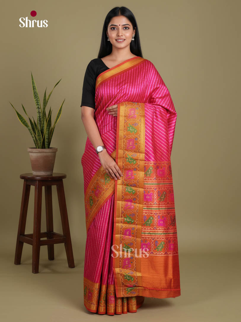 Pink & Orange - Semi Patola Saree