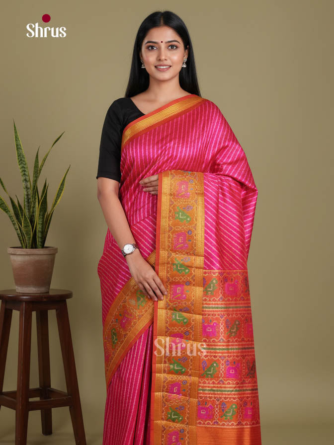 Pink & Orange - Semi Patola Saree