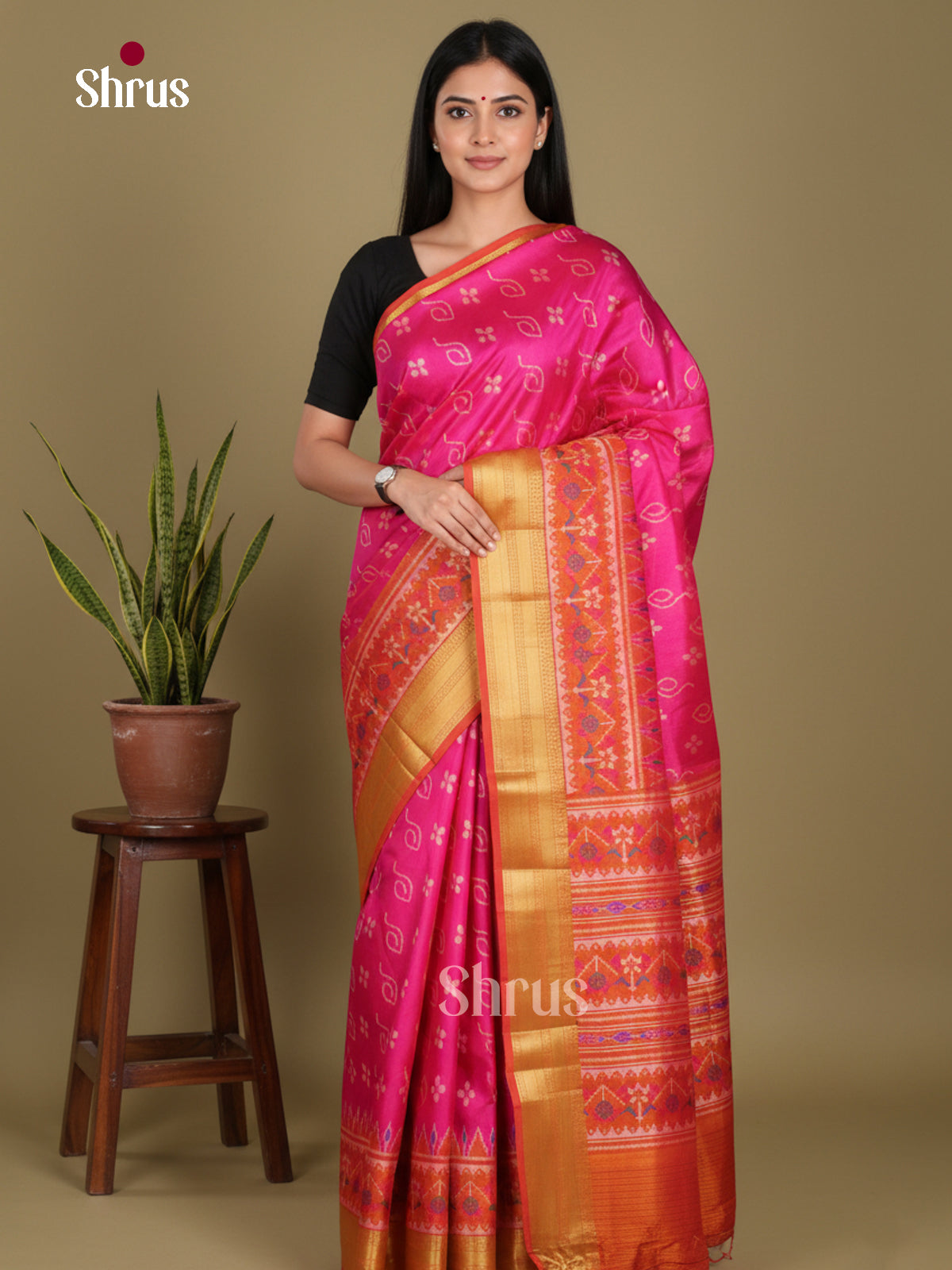 Pink & Orange - Semi Patola Saree