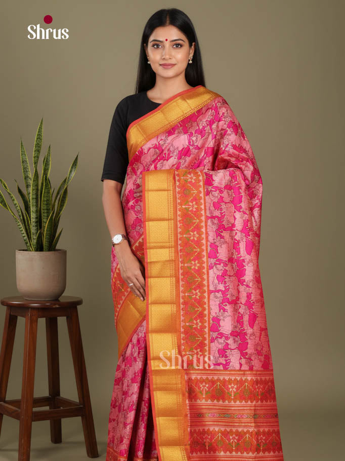 Pink & Orange - Semi Patola Saree