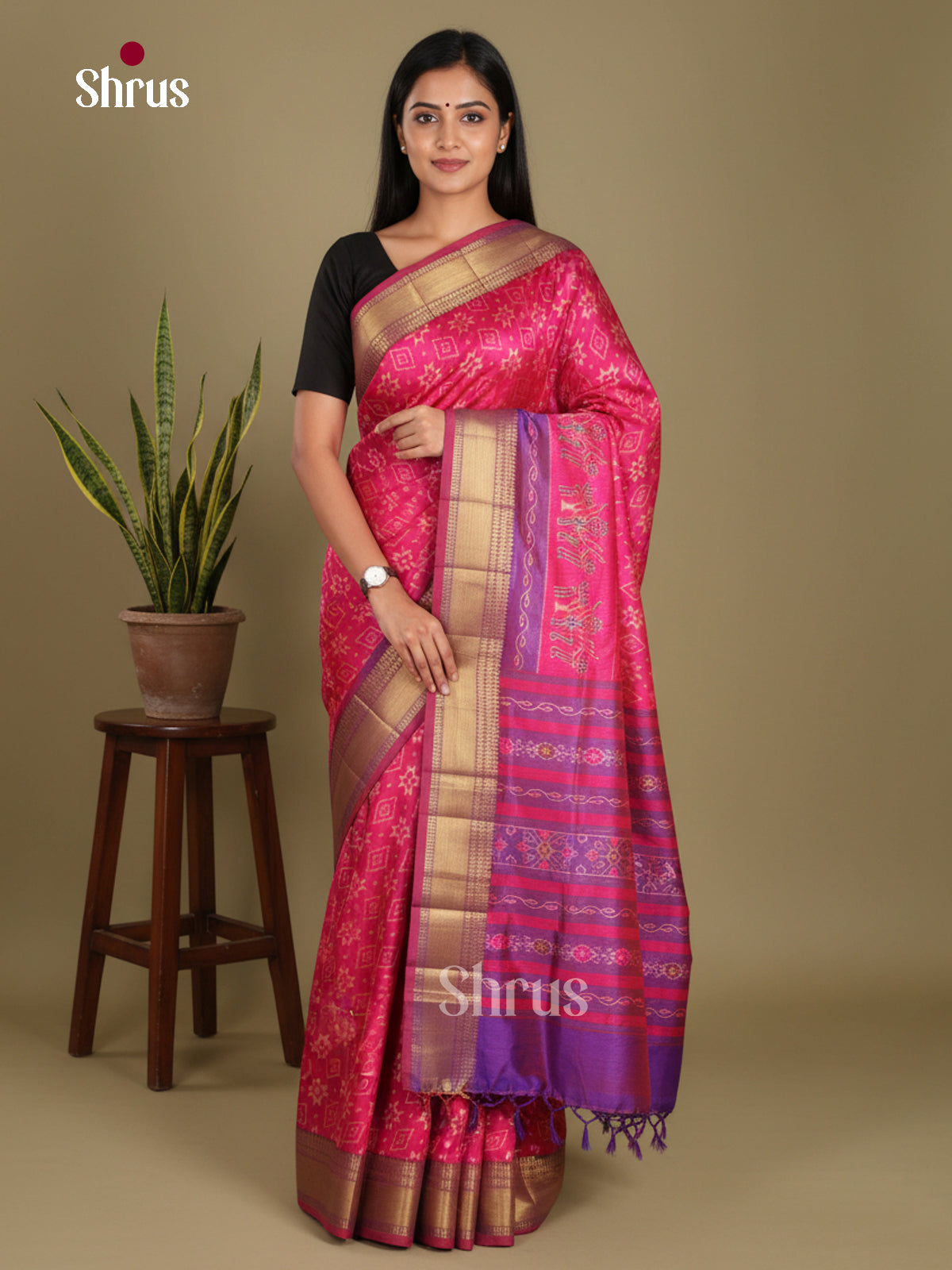 Pink & Purple - Semi Patola Saree