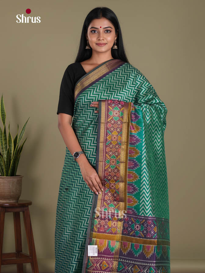 Green & Purple - Semi Patola Saree