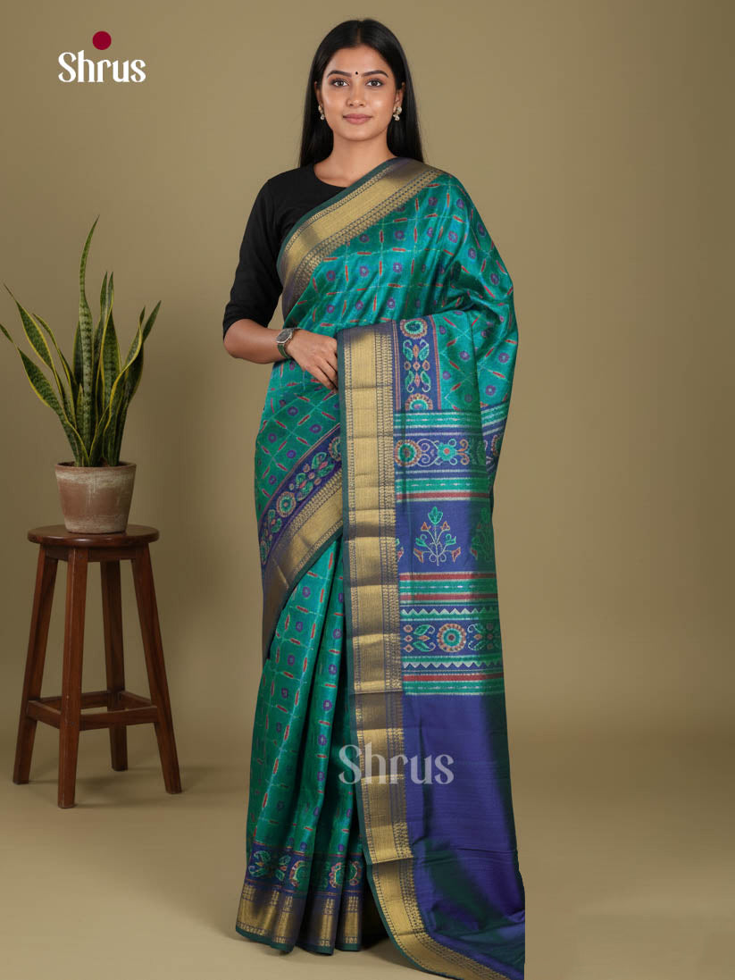 Green & Blue - Semi Patola Saree