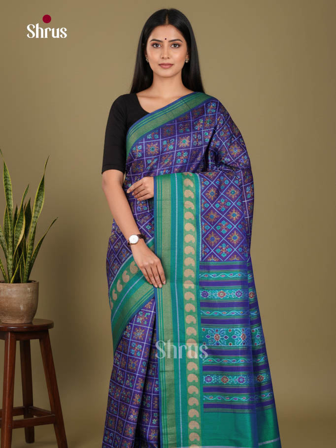 Blue & Green - Semi Patola Saree