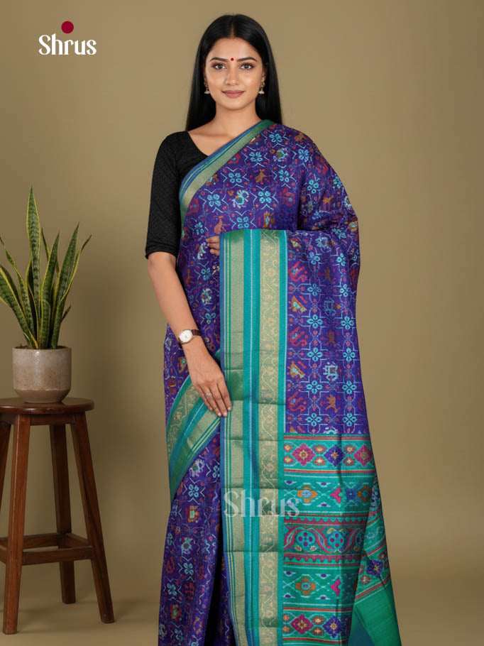 Blue & Green - Semi Patola Saree