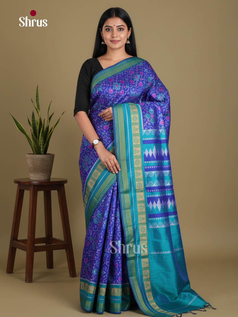 Blue & Teal- Semi Patola Saree