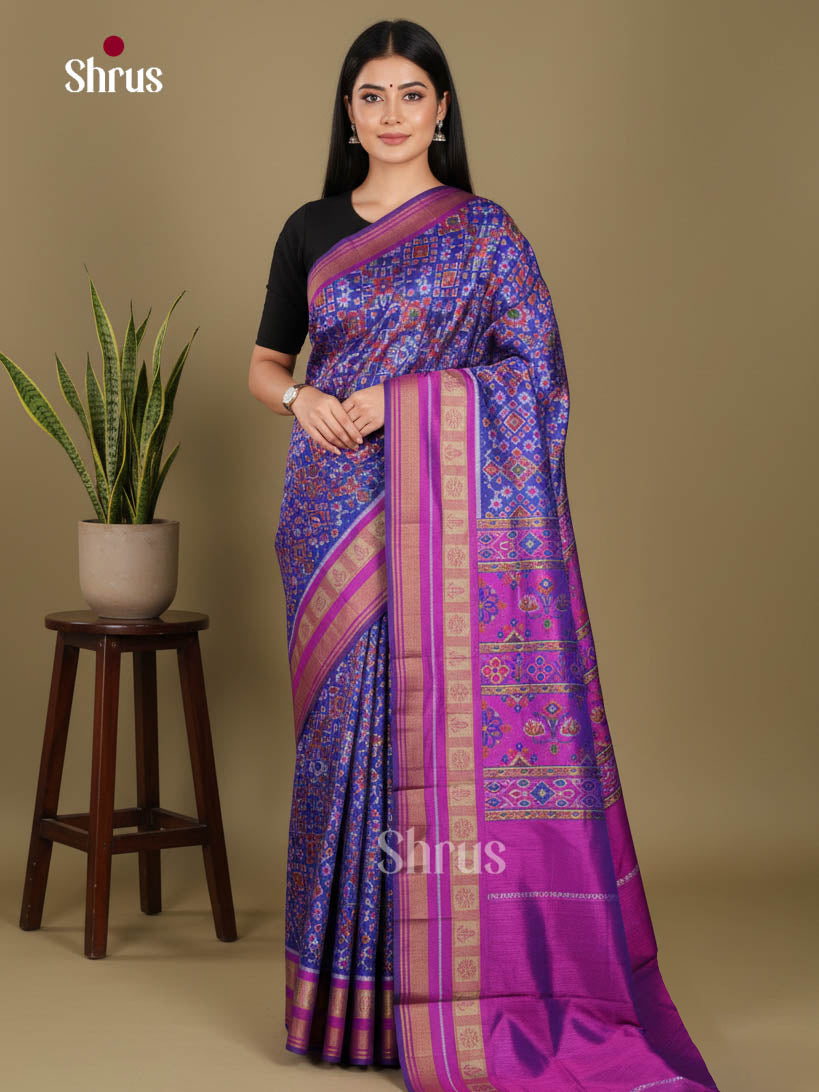 Blue & Purple - Semi Patola Saree