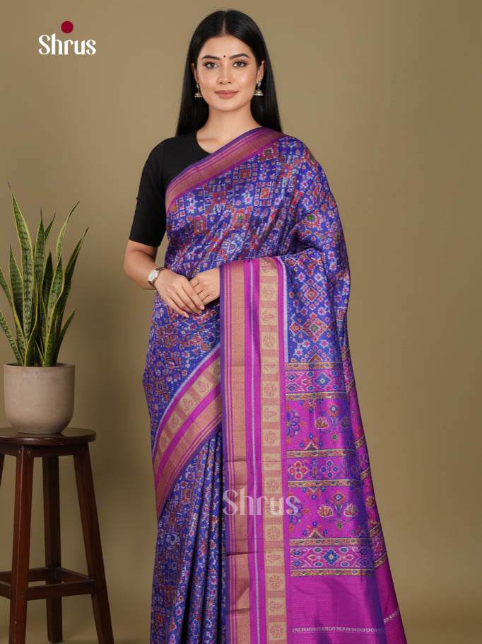 Blue & Purple - Semi Patola Saree