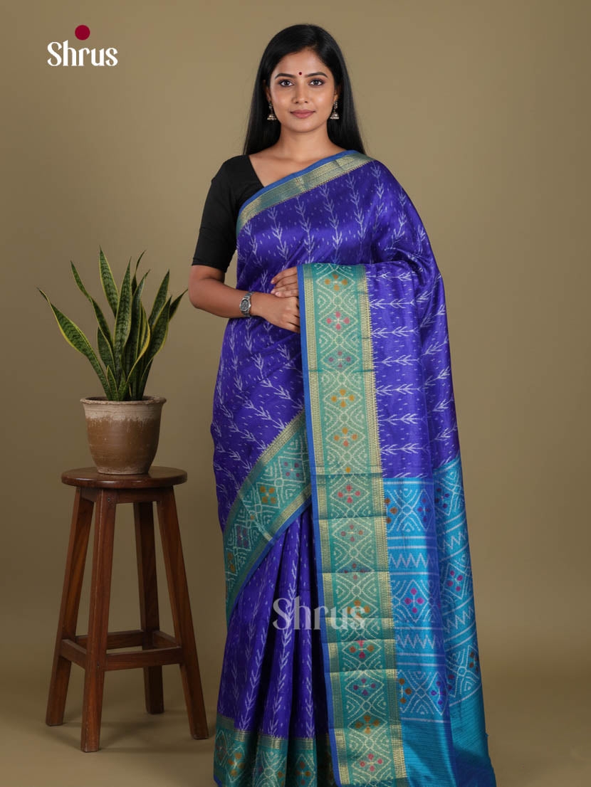 Blue & Teal - Semi Patola Saree