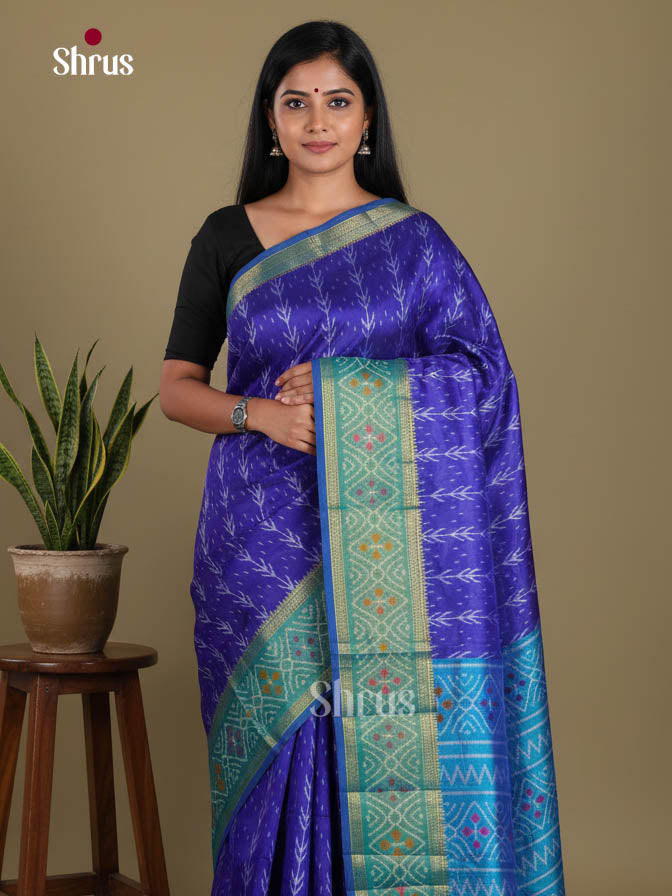 Blue & Teal - Semi Patola Saree