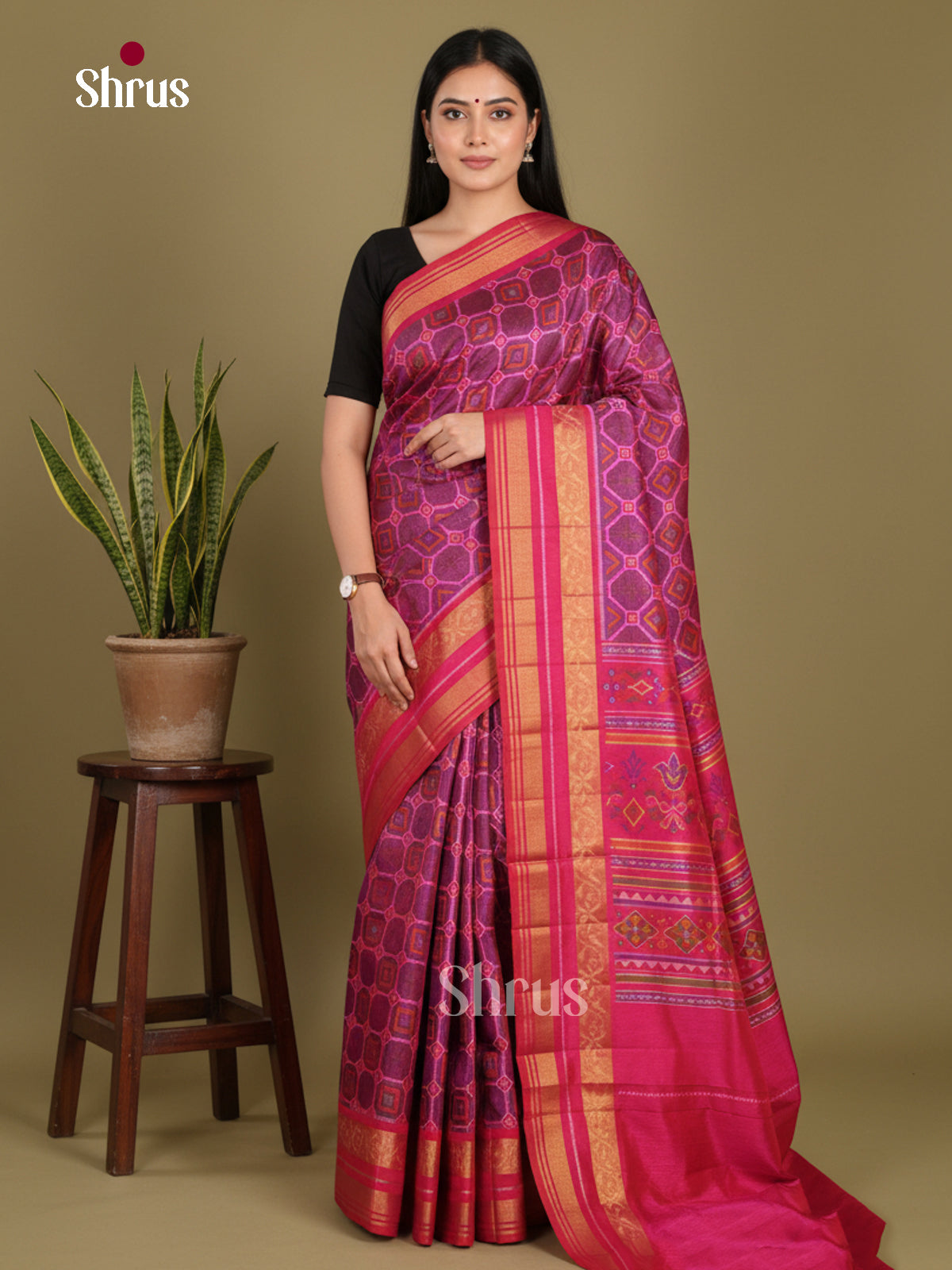 Purple & Pink - Semi Patola Saree