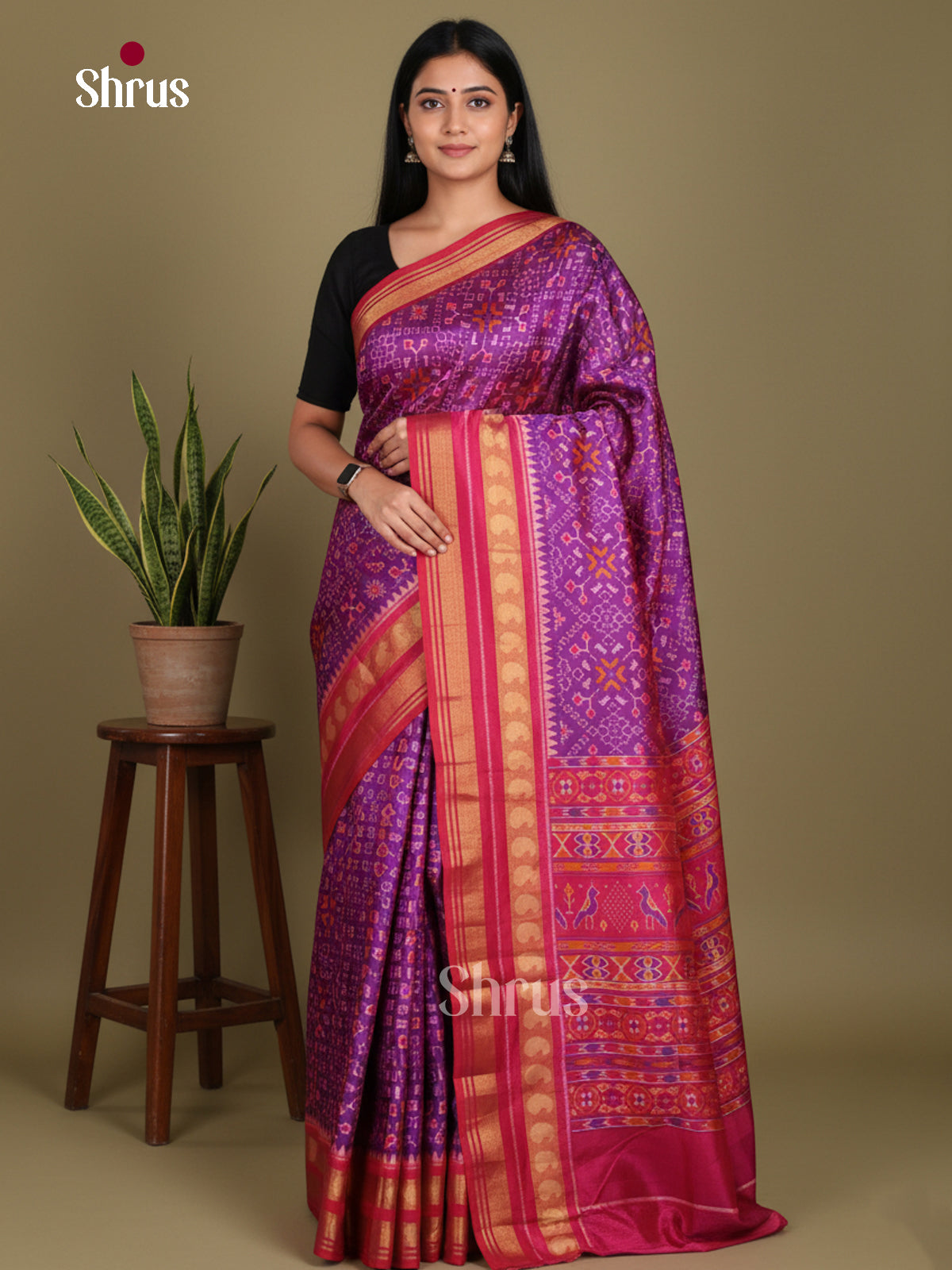 Purple & Pink - Semi Patola Saree