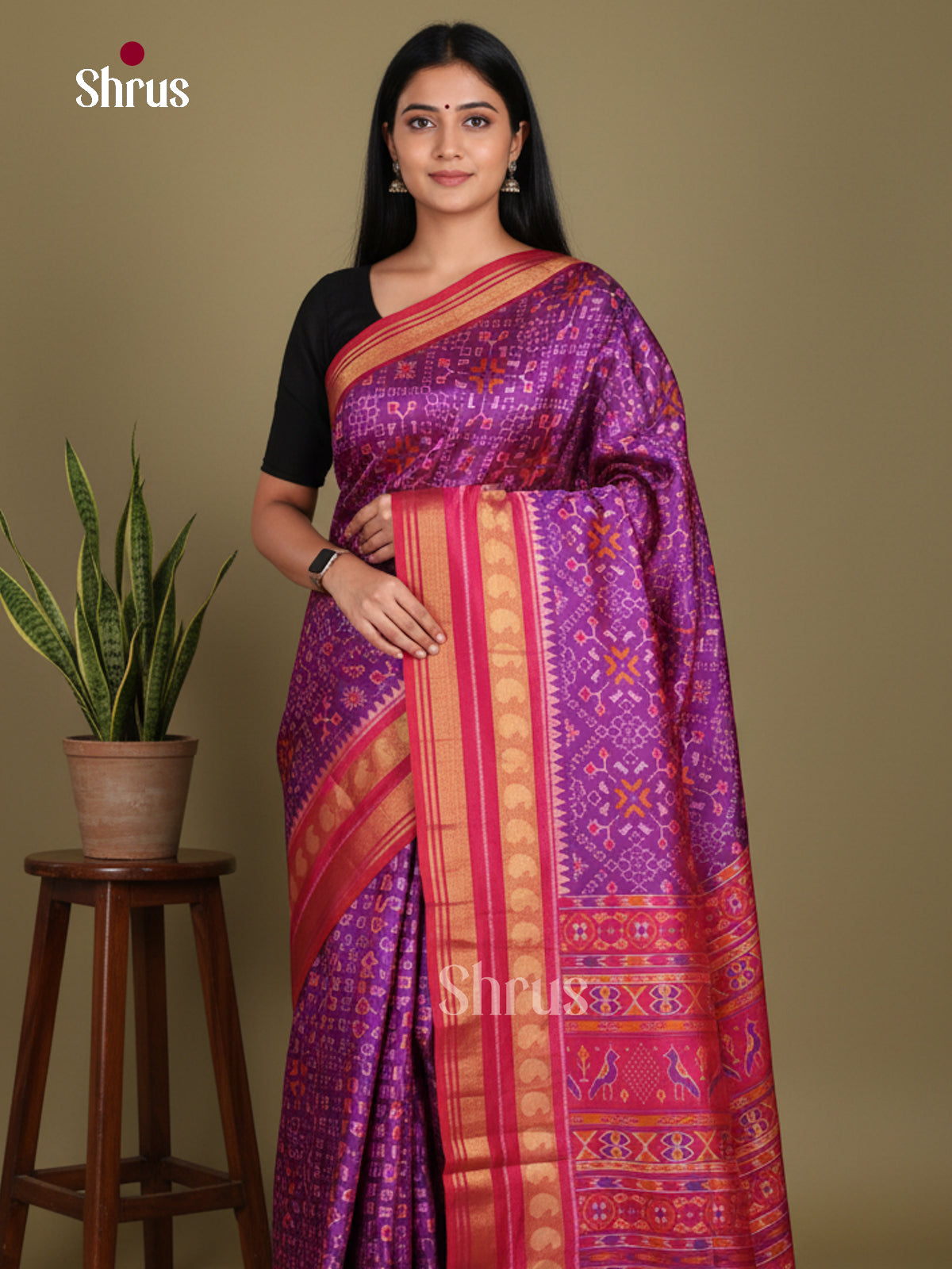 Purple & Pink - Semi Patola Saree