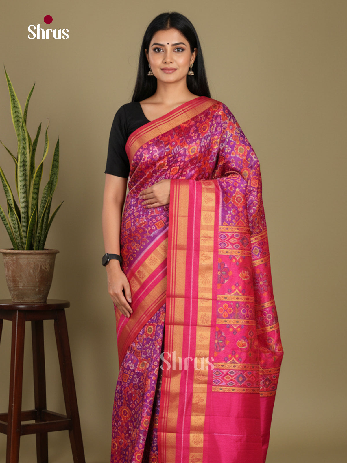 Purple & Pink - Semi Patola Saree